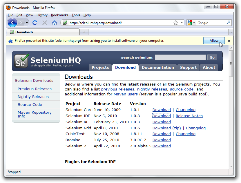 i am not able to install selenium ide